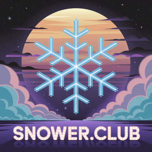 Stylish winter-themed graphic featuring a snowflake and the text SNOWER.CLUB, representing a premium domain for sale.